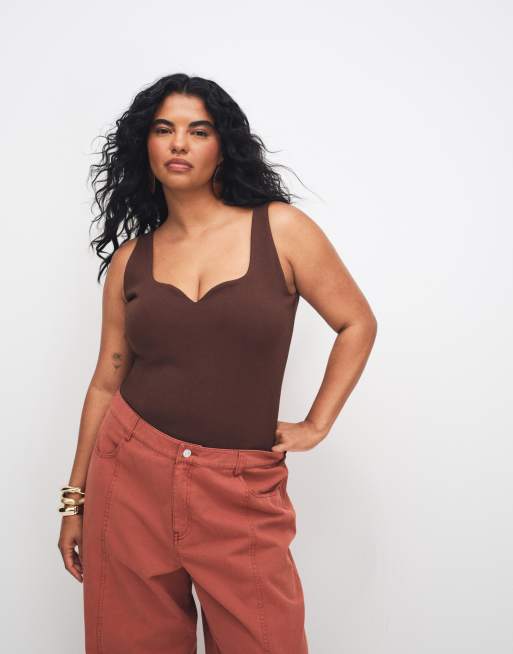 ASOS DESIGN Curve barrel trousers with washed effect in rust, 3 of 7