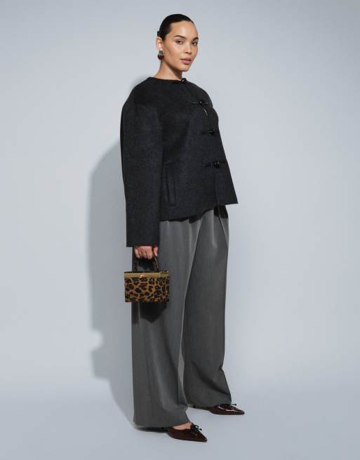 ASOS DESIGN Curve barrelbroek met getailleerde pasvorm in grijs gemêleerd, 2 van 5