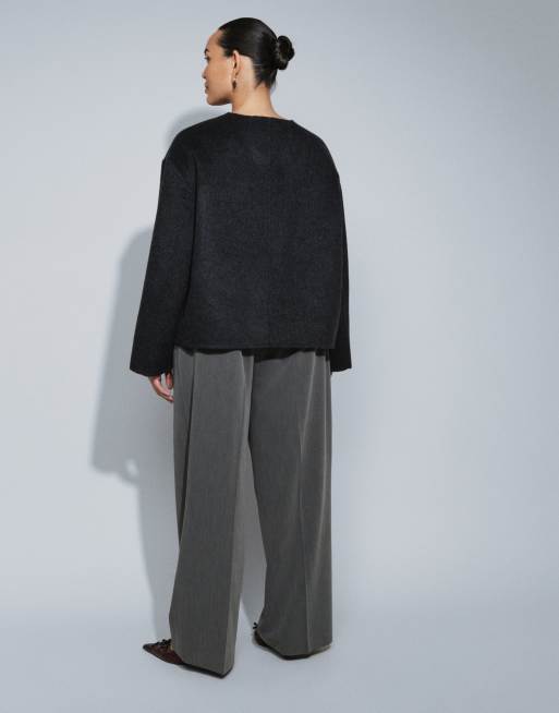 ASOS DESIGN Curve barrelbroek met getailleerde pasvorm in grijs gemêleerd, 5 van 5