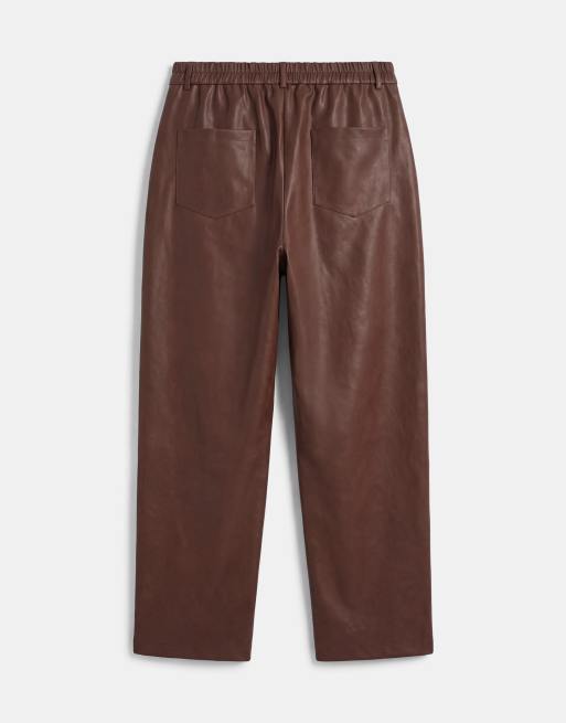 ASOS DESIGN Curve barrelbroek van imitatieleer in lichtbruin, 7 van 9
