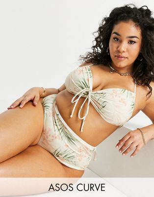 Femme DESIGN Curve - Bas de bikini à imprimé palmiers