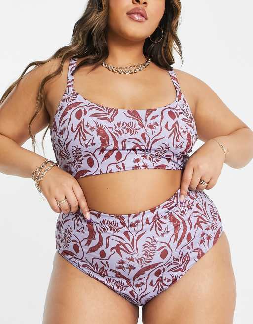 ASOS DESIGN Curve Bas de bikini taille haute a imprime jungle ASOS