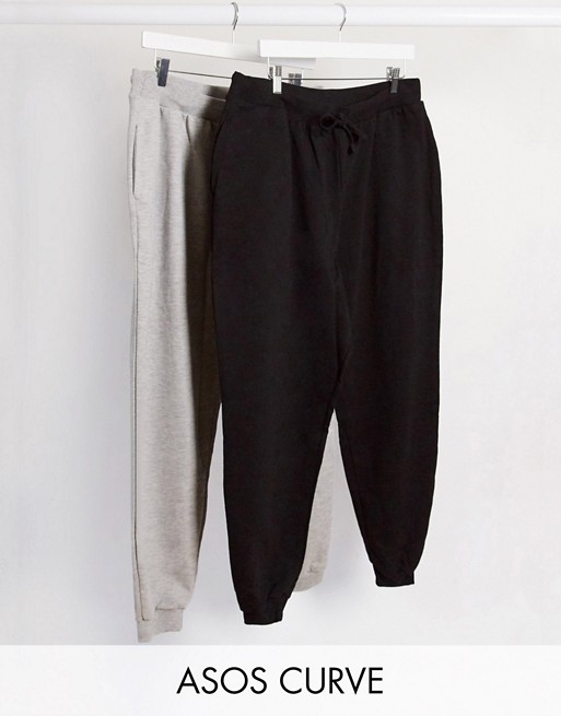 ASOS DESIGN Curve basic jogger with tie 2 pack SAVE