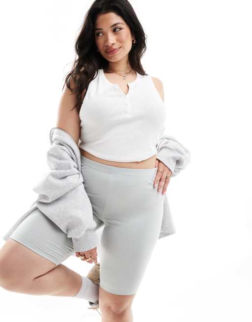 ASOS DESIGN Curve – Basic-Leggings-Shorts in Hellgrau