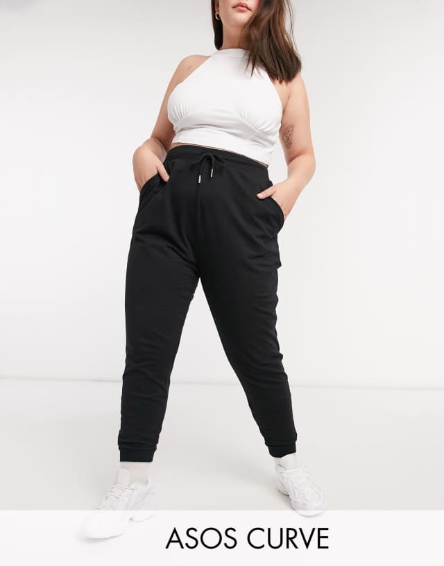 ASOS DESIGN Curve basic slim sweatpants in black