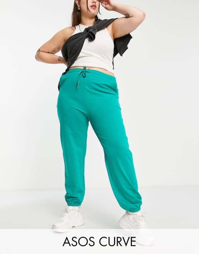 ASOS DESIGN Curve basic slim sweatpants in jade green - MULTI