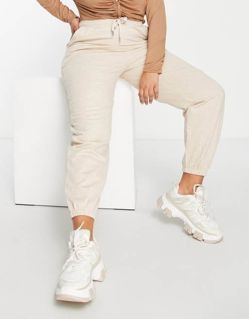 ASOS DESIGN Petite basic slim sweatpants in oatmeal heather