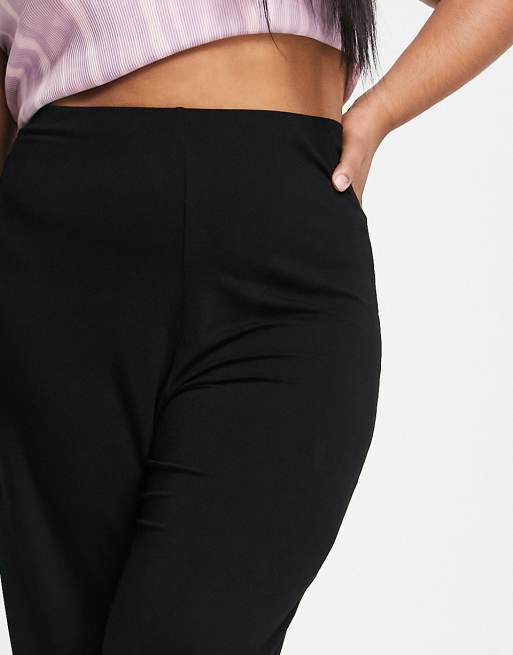 ASOS DESIGN Curve basic wide leg jersey pant in black, 3 of 4