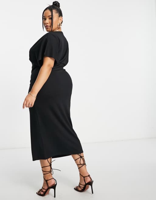 Black scuba shop midi dress