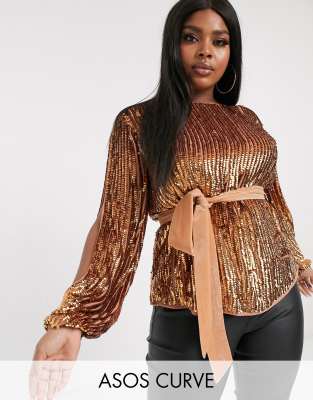 curve sequin top