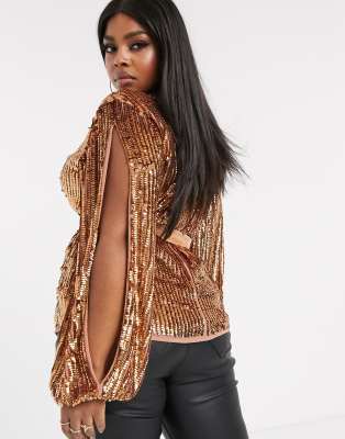 asos gold sequin top