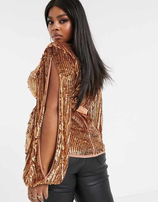 Asos gold 2024 sequin top