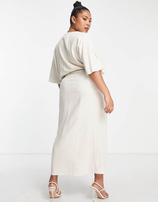 chinese dress ladies Linen Batwing Dress, White Linen Dress, Linen Kimono Dress, Linen Tunic Dress, Linen Clothing Women, Plus Size Linen Dress, 2XL / Rusty Orange main image 1