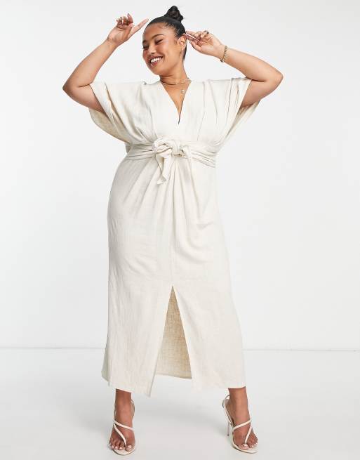 Tie front linen store dress