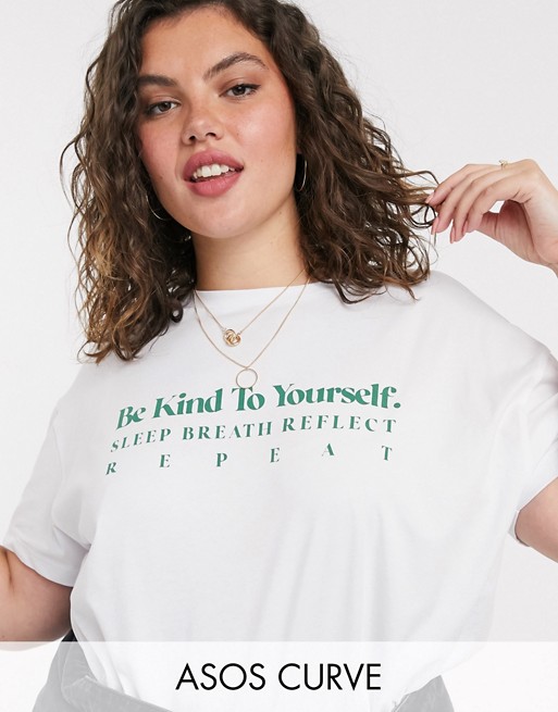 ASOS DESIGN Curve 'be kind' t-shirt in white