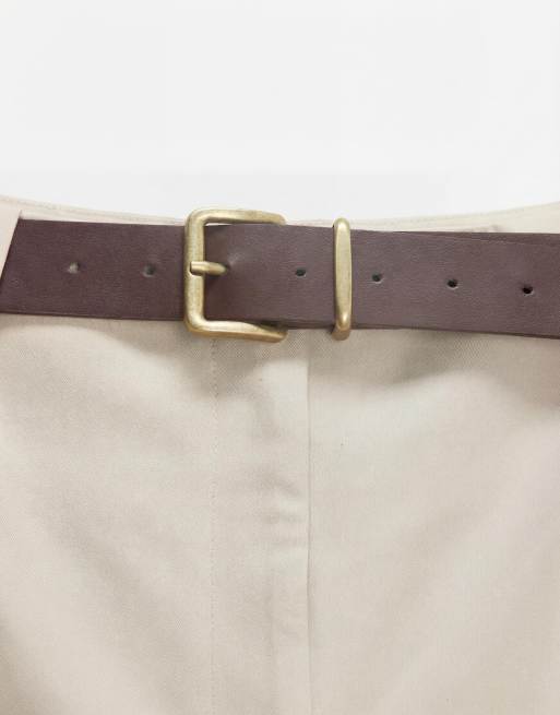 ASOS DESIGN Curve - Beige skræddersyede shorts med bælte og opsmøgede kanter, 7 af 8