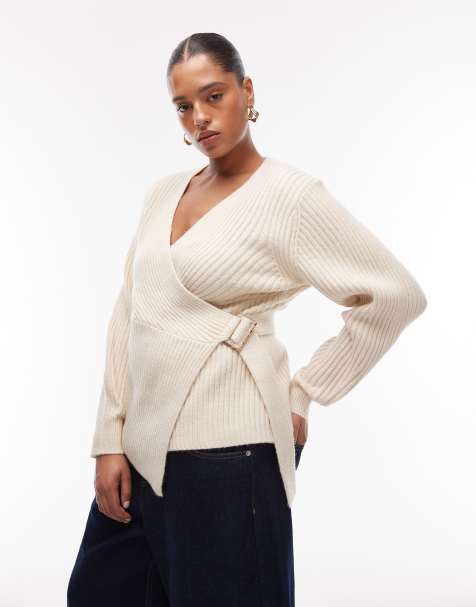ASOS DESIGN Curve - Beige slå om-cardigan - view 1