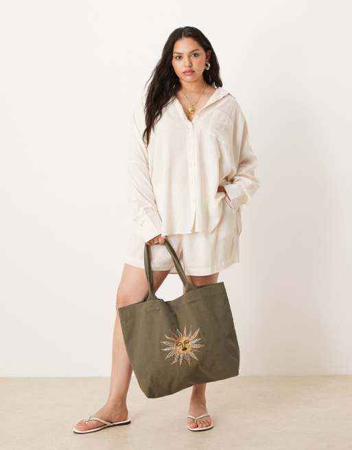 ASOS DESIGN Curve - Belle - Ensemble de plage en lin - Naturel
