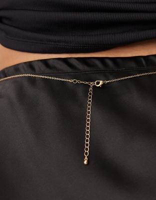 Asos Curve Asos Design Curve Belly Chain With Amber Beads In Gold