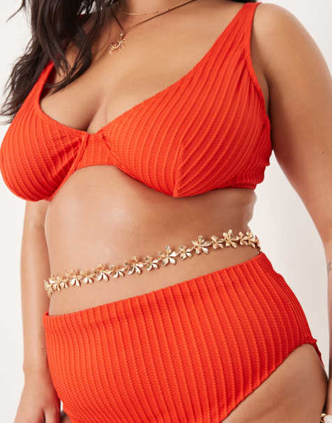 ASOS DESIGN Curve belly chain with floral design in gold tone - view 1