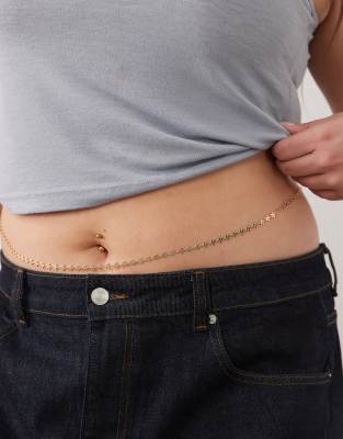 Asos Curve Asos Design Curve Belly Chain With Flower Design In Gold