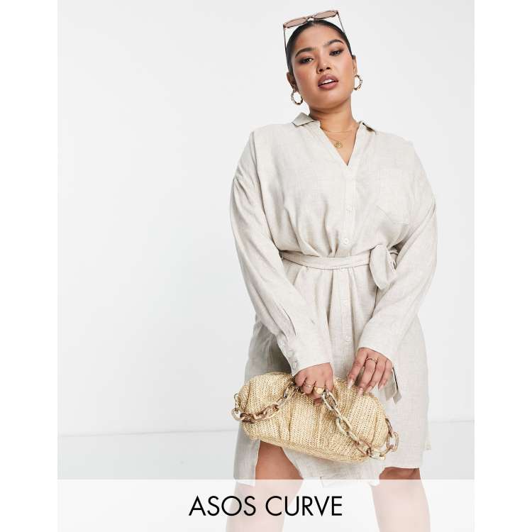 ASOS DESIGN Maternity belted shirt beach dress in natural