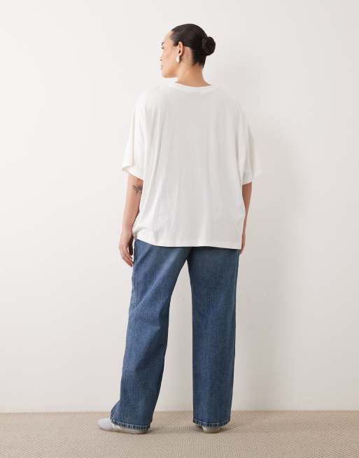 ASOS DESIGN Curve bequeme Stretch-Jeans mit geradem Bein in dunkler Vintage-Waschung, 2 von 5
