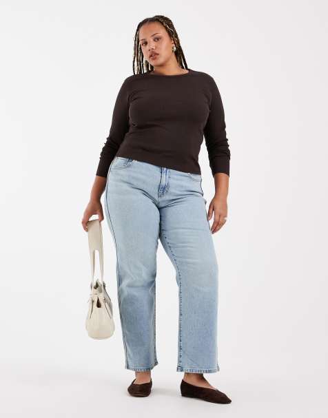 ASOS DESIGN Curve bequeme Stretch-Jeans mit geradem Bein in heller Waschung - view 1