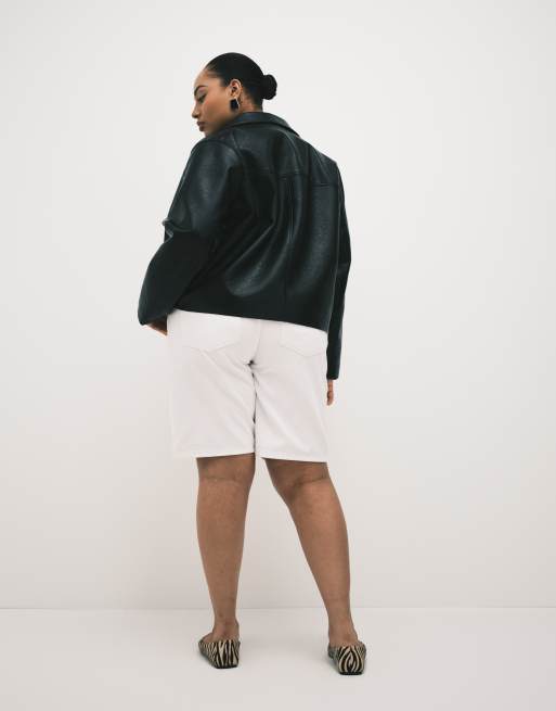 ASOS DESIGN Curve - Bermuda di jeans bianchi, 4 di 5