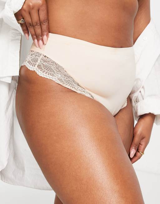 ASOS DESIGN Curve – Beżowe stringi zapewniające średnie modelowanie