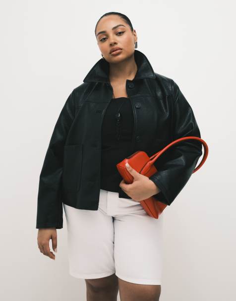 ASOS DESIGN Curve – Białe jeansowe szorty bermudy - view 1