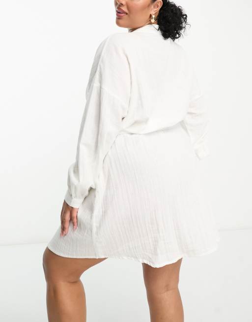 ASOS DESIGN Curve – Białe kimono plażowe z rękawami typu dzwon, 2 z 4