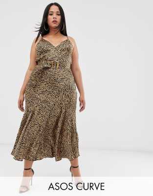 plus size leopard slip dress