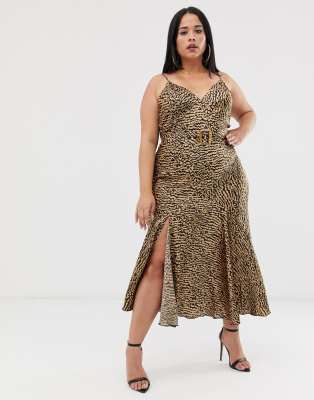 asos leopard slip dress
