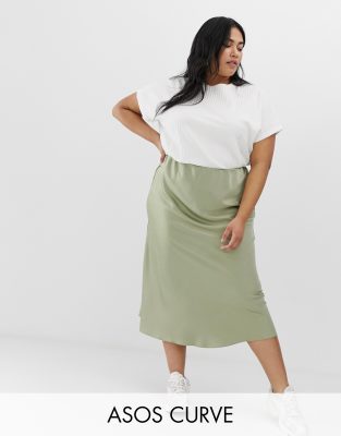 plus size satin slip skirt