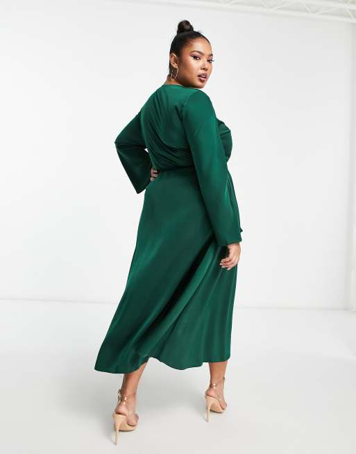 Asos satin wrap outlet dress