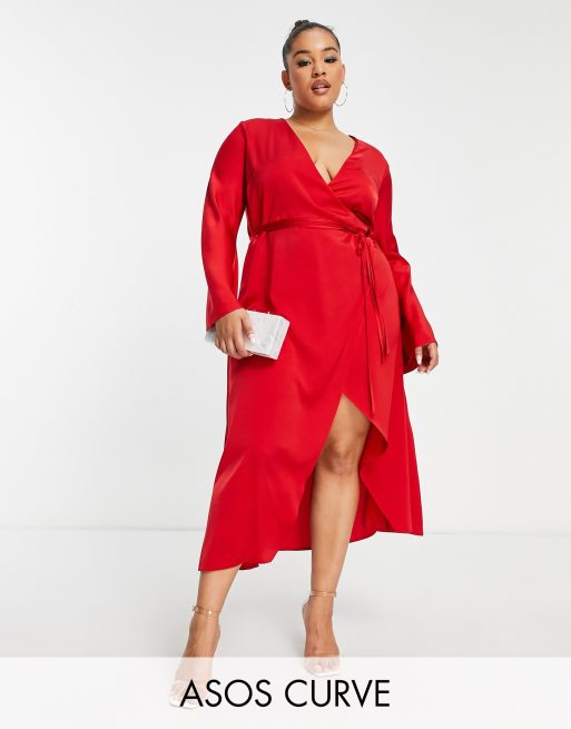 Asos satin cheap wrap dress