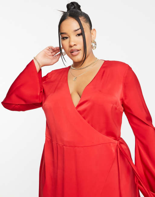 Asos red outlet wrap dress