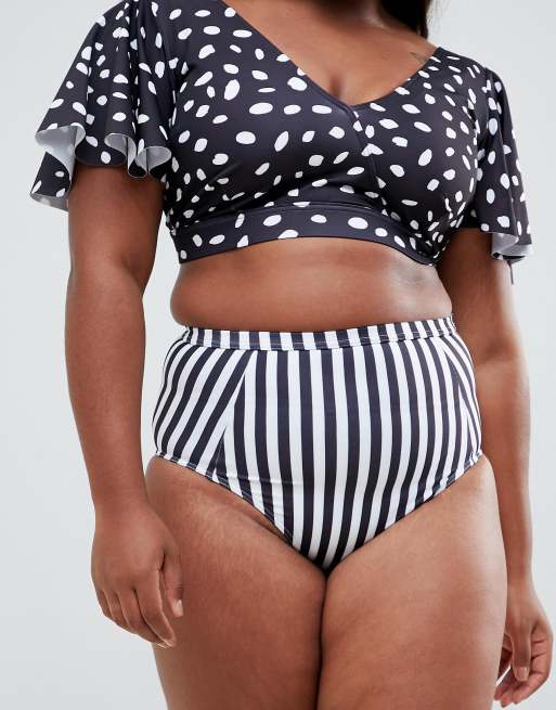 ASOS DESIGN - Curve bikinibroek met strepen en hoge taille, 3 van 4