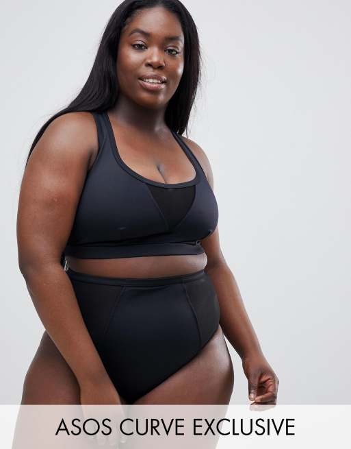 ASOS DESIGN Curve Bikini mit Netzstoffeinsatzen ASOS