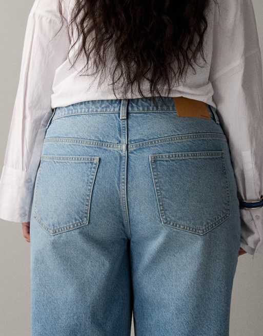ASOS DESIGN Curve - Blå afslappede mom-jeans med høj talje, 4 af 7
