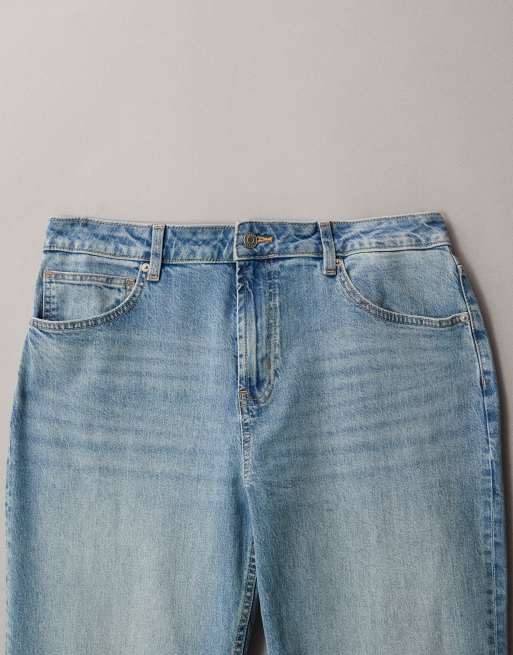 ASOS DESIGN Curve - Blå afslappede mom-jeans med høj talje, 7 af 7