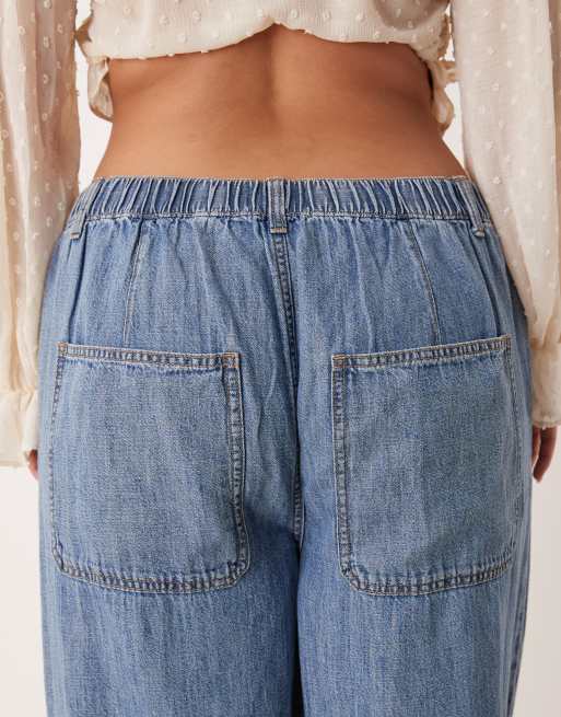 ASOS DESIGN Curve - Blå jeans med brede ben i hørblanding, 4 af 5