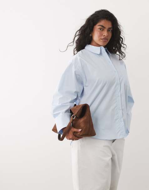 ASOS DESIGN Curve – Blå, klassisk skjorta i bomull - view 1