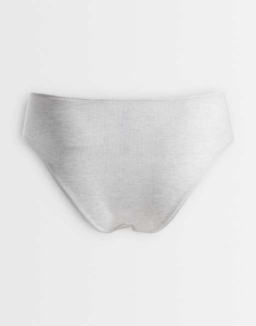 ASOS DESIGN Curve – Blå, rosa och gräddvita, ribbade trosor med hög midja, 3-pack, 3 av 3