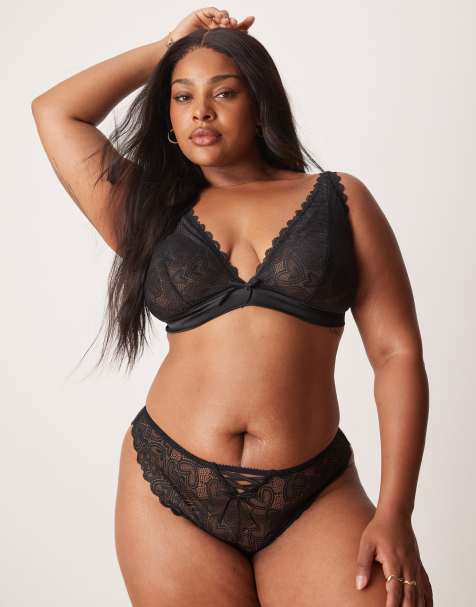 ASOS DESIGN Curve – Blake – Czarny zestaw bielizny we wzór w serca - view 1