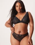 [ASOS Curve] ASOS DESIGN Curve Blake heart lace brazilian with corset detail in black 24 BLACK