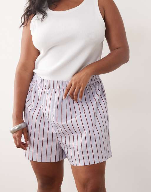 ASOS DESIGN Curve – Blårandiga boxershorts, del av set, 3 av 5