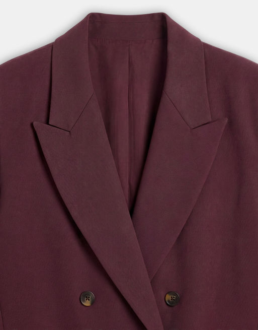 ASOS DESIGN Curve blazer ajusté à épaules marquées croisé marron, 8 de 8