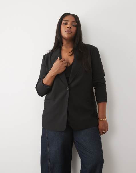 ASOS DESIGN Curve blazer ajusté coupe décontractée noir - view 1